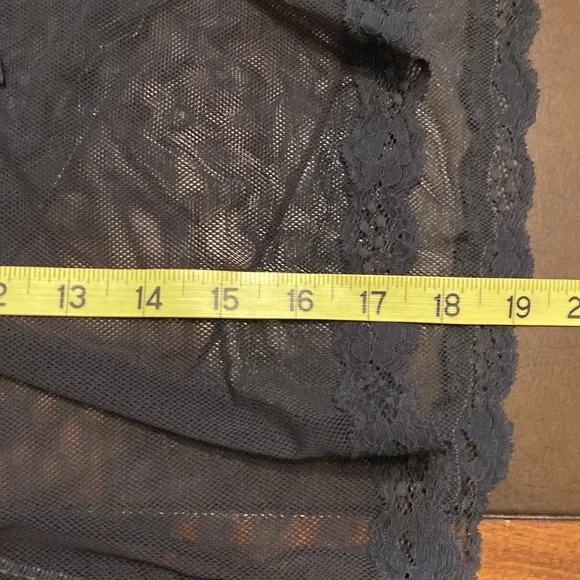 Victoria Secret babydoll black sheer bottom teddy New size 34B w/ floral details